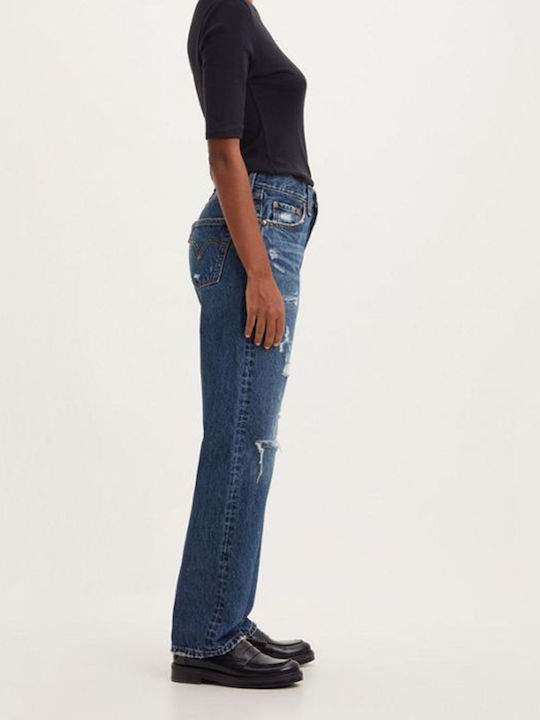 90'S 501 Women's Jean Trousers with Rips in Straight Line