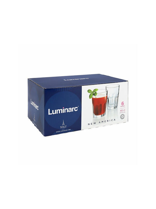 Luminarc New America Gläser-Set Wasser aus Glas 400ml 6Stück