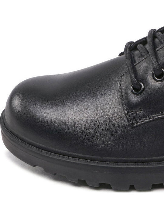 Girls Leather Moccasins with Laces Casey Black