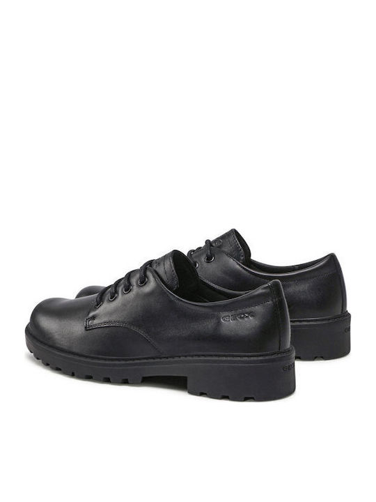 Girls Leather Moccasins with Laces Casey Black