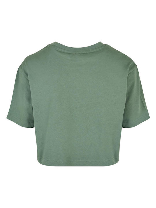 Κοντομάνικο Crop Top Πράσινο