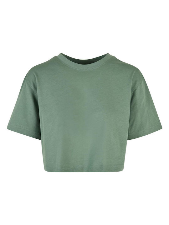 Κοντομάνικο Crop Top Πράσινο