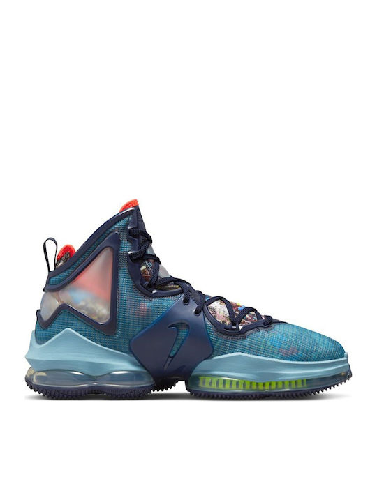 LeBron 19 inalti Pantofi de baschet Albastru Înnegrit / Albastru Uzat / Verde Atomic / Albastru Mediu