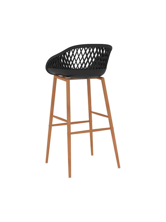 Stool Bar with Backrest made of Polypropylene Black Velvet-Black Metal 4pcs 48x47.5x95.5cm