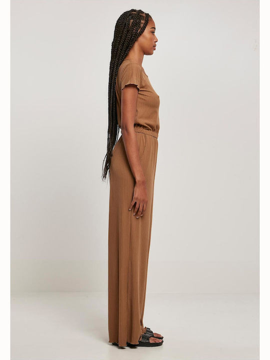 Damen Kurzärmelig Einteiler Anzug Dark Taupe