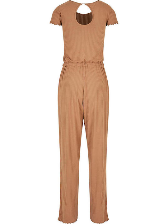Damen Kurzärmelig Einteiler Anzug Dark Taupe
