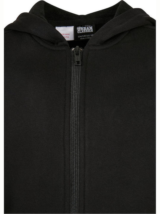 Fleece Kinder-Sweatshirt Strickjacke mit Kapuze und Taschen Schwarz