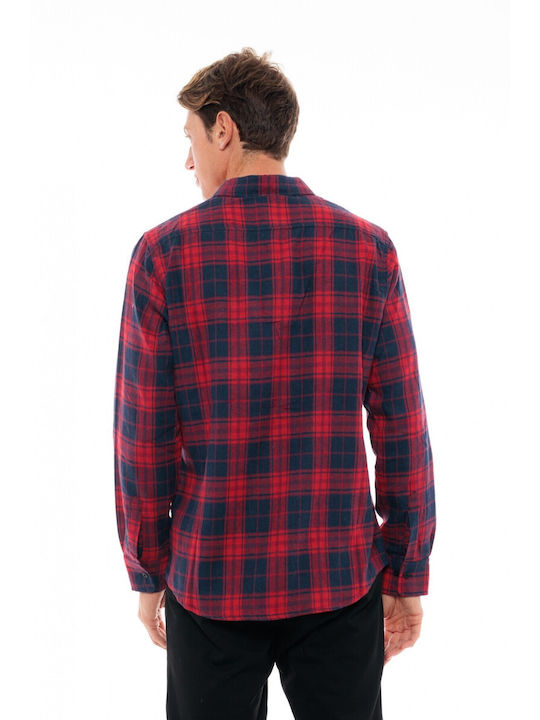 Biston Men's Shirt Long Sleeve Checked Red