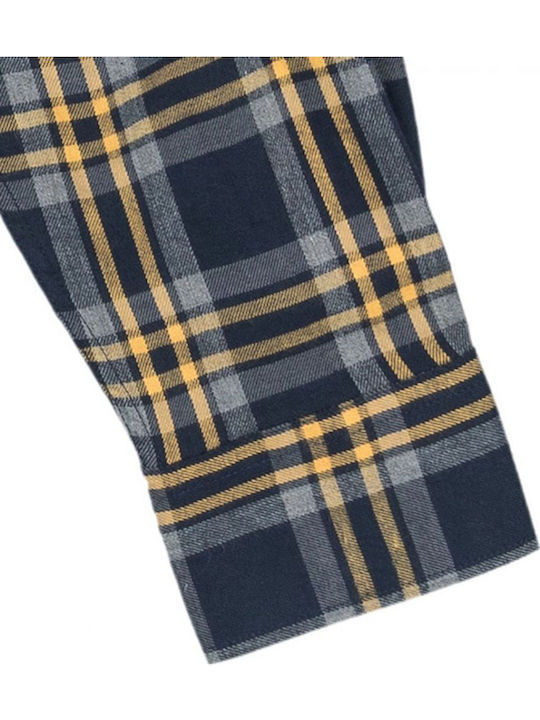 Long Sleeve Flannel Checked Shirt Blue/Yellow/Grey