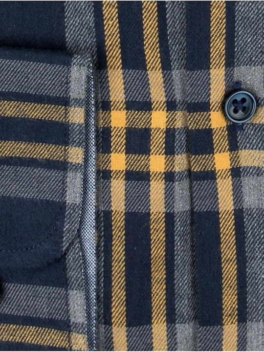 Long Sleeve Flannel Checked Shirt Blue/Yellow/Grey