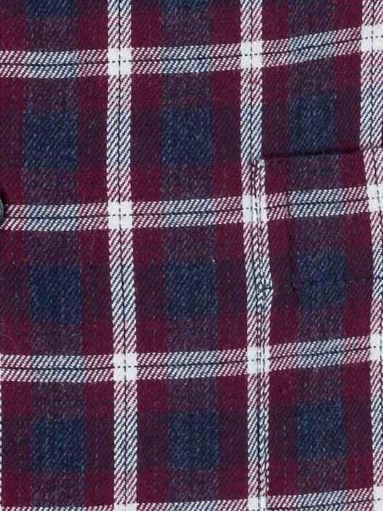 Long Sleeve Flannel Checked Shirt Navy Blue/Bordeaux