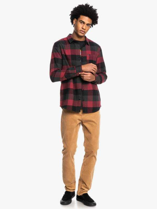 Motherfly Long-sleeved Flannel Shirt Checked Burgundy