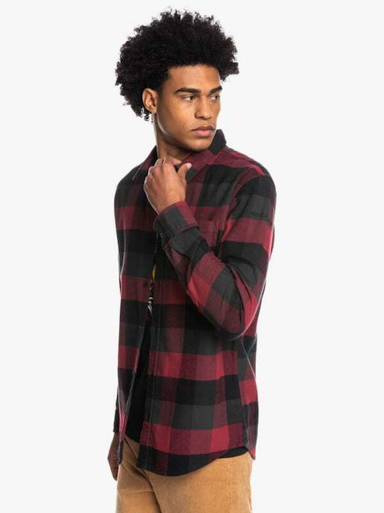 Motherfly Long-sleeved Flannel Shirt Checked Burgundy