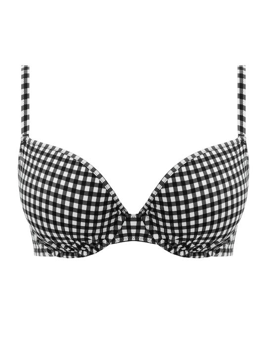 Underwire Bikini Bra with Adjustable Straps White/Black
