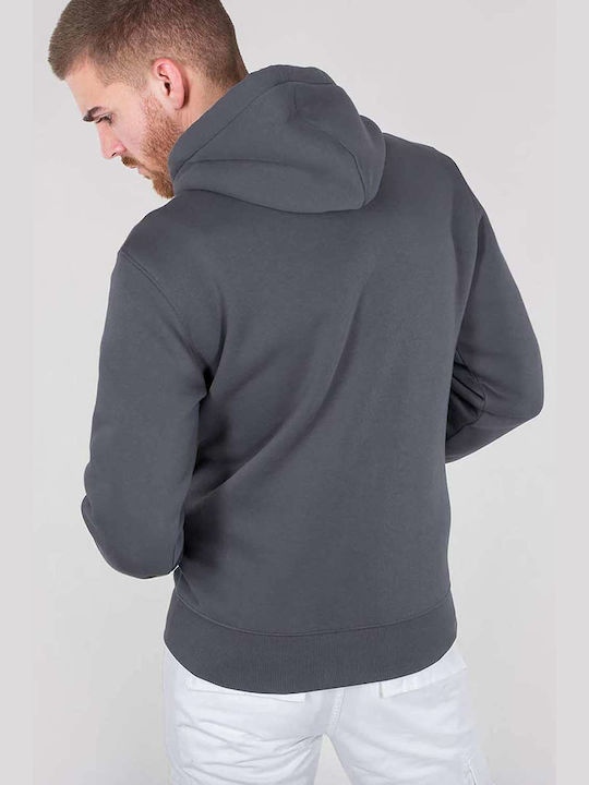 Alpha Industries Men's Sweatshirt Jacket with Hood and Pockets Dark Grey