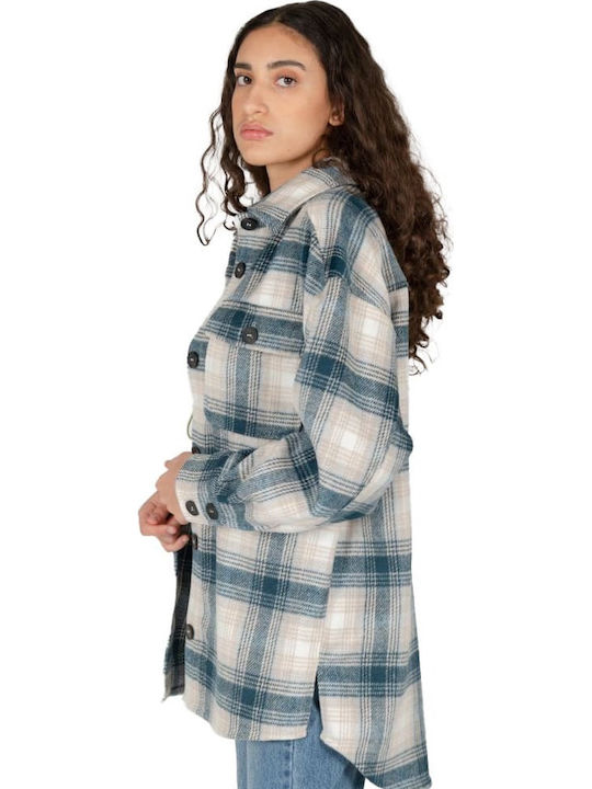 Γυναικείο Καρό Μπλε Overshirt