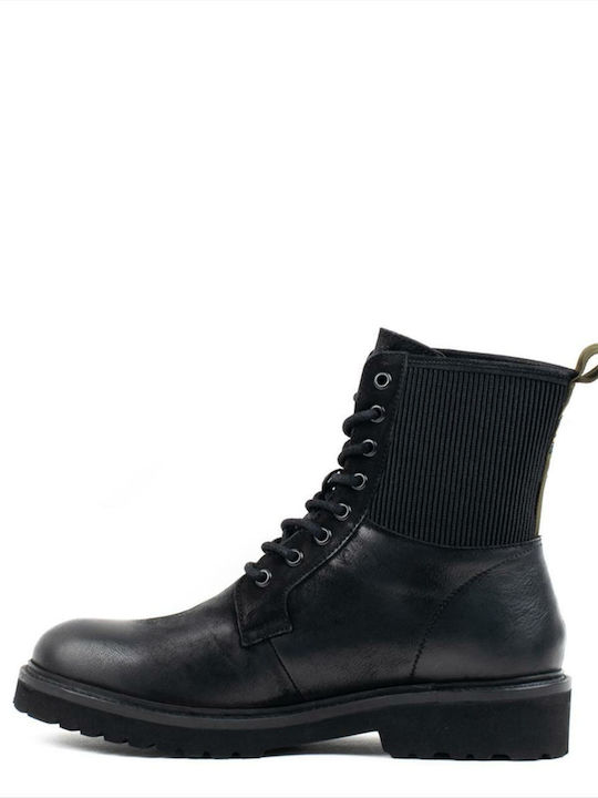 Blauer Men's Leather Military Boots Black