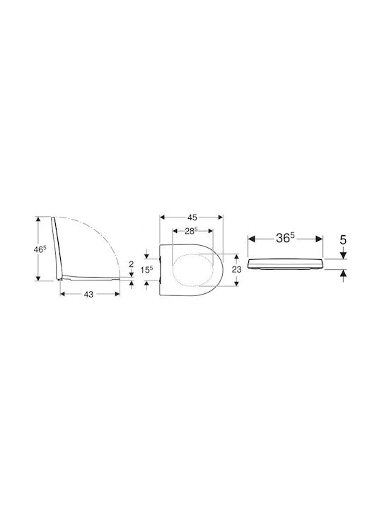 Geberit Icon Καπάκι Λεκάνης Slim Soft Close Πλαστικό 45x36.5cm Λευκό