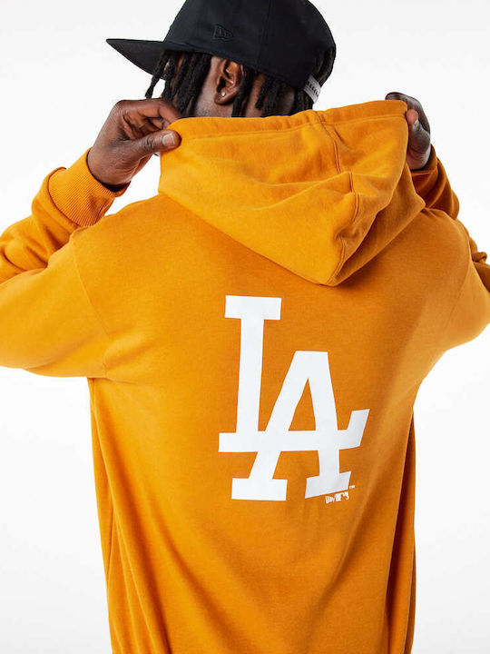 New Era La Dodgers Mlb Men's Sweatshirt with Hood and Pockets Orange