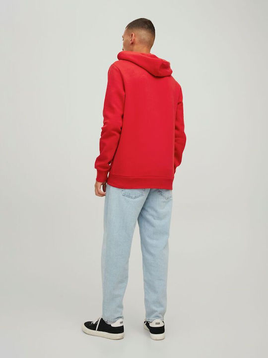 Jack & Jones Men's Sweatshirt with Hood and Pockets True Red