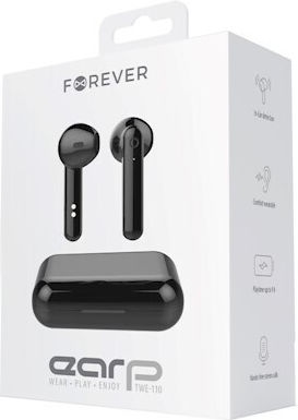 Forever TWE-110 Earbud Bluetooth Handsfree Ακουστικά με Θήκη Φόρτισης Μαύρα