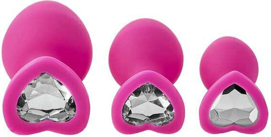 Dream Toys Flirts Jewel Πρωκτικές Σφήνες Σετ Ροζ Διάφανο 3τμχ