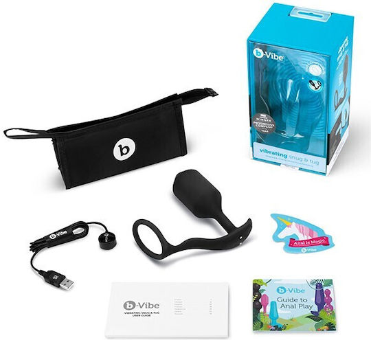 b-Vibe Vibrating Snug & Tug Πρωκτική Σφήνα με Δόνηση XLarge Μαύρη