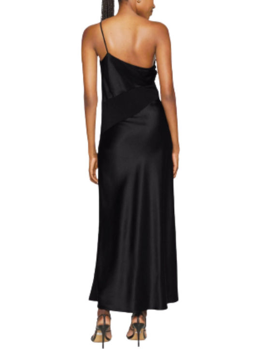 Calvin Klein Satin Abend Damenkleid Schwarz Calvin Klein Satin Abend Damenkleid Schwarz