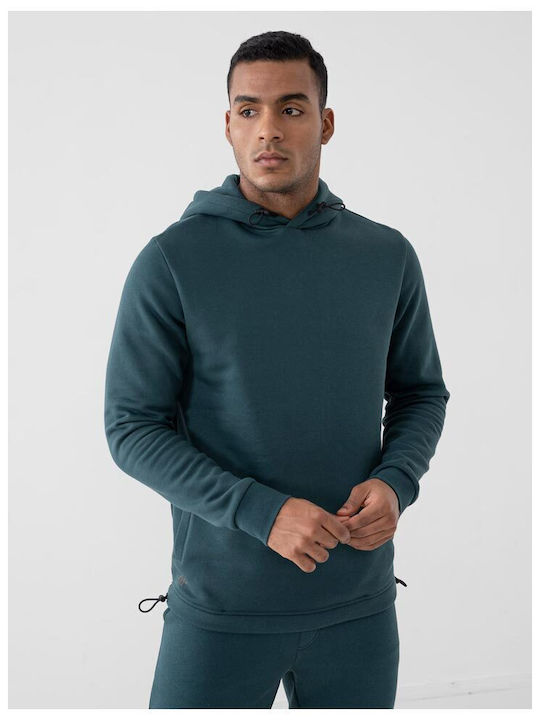 4F Men's Sweatshirt with Hood and Pockets Green