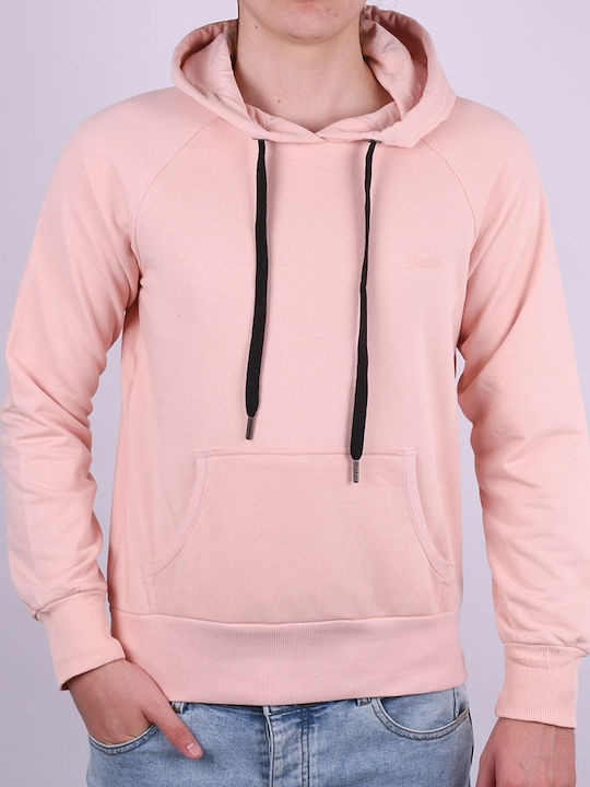 Paco & Co Herren Sweatshirt mit Kapuze und Taschen Rosa