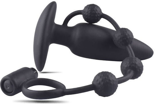 Toyz4lovers Anal Plug With Vibrating Cock Ring Vibrant Inel Cock Silicon cu Ineluri pentru penis Black