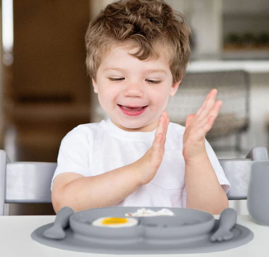 Ezpz Silicone Baby Tray Mini Feeding Set for 12+ months 3pcs Gray