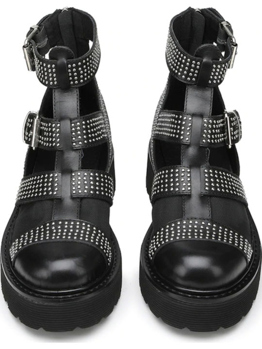 Sandale Casual Damă Din Piele Negru