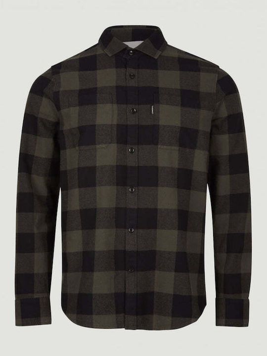 Long-sleeved Flannel Shirt Checked Gray