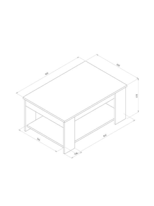 Masa Centrală Rectangulară Alden Din Lemn Alb / Natural L90xL60xÎ42cm