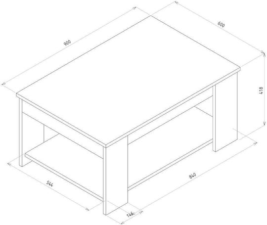 Rechteckiger Zentraler Kaffeetisch Alden Holz Weiß / Natur M90xB60xH42cm