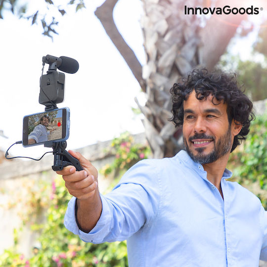 InnovaGoods Selfie Stick Τρίποδο Κινητού Bluetooth με Φωτισμό Μαύρο
