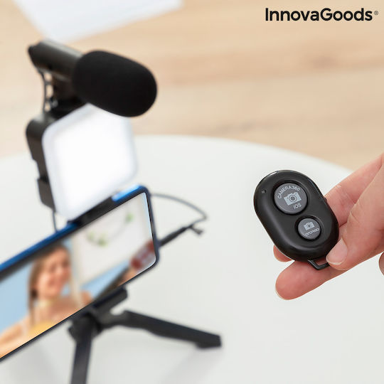 InnovaGoods Selfie Stick Τρίποδο Κινητού Bluetooth με Φωτισμό Μαύρο