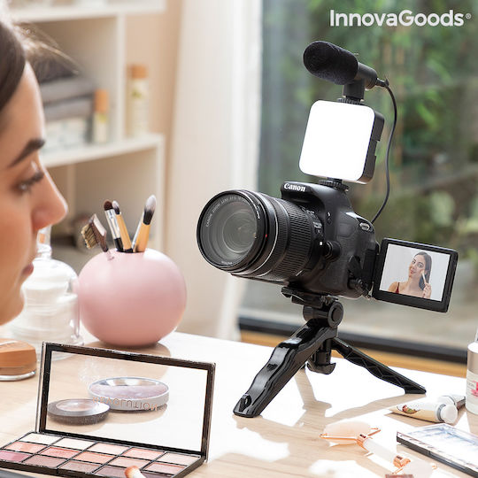 InnovaGoods Selfie Stick Τρίποδο Κινητού Bluetooth με Φωτισμό Μαύρο