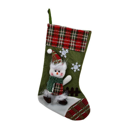 Santa-Snowman Χριστουγεννιάτικη Διακοσμητική Κάλτσα με Άγιο Βασίλη Μ27xΠ23xΥ50εκ. Κόκκινη