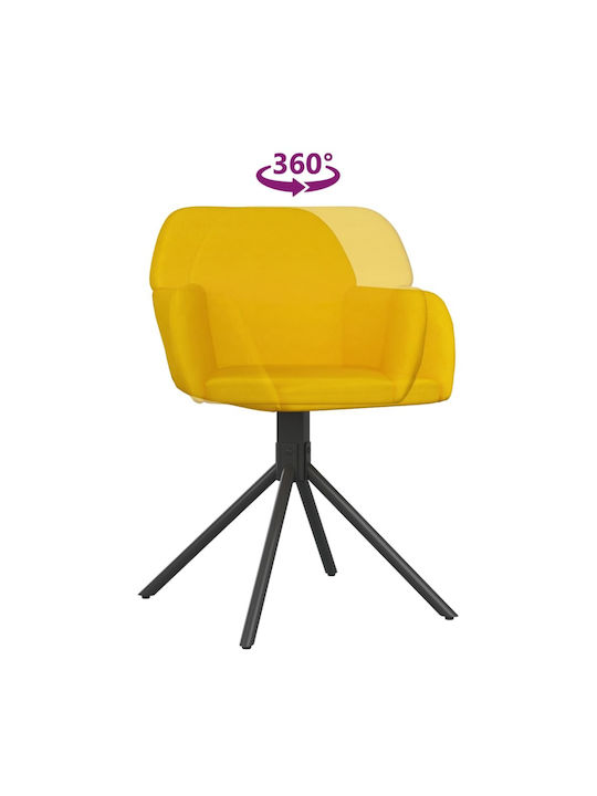Dining Room Velvet Armchair Yellow 54x58.5x79.5cm 2pcs
