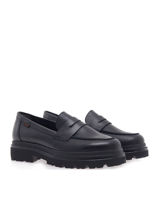 Leather Women's Moccasins in Black Color