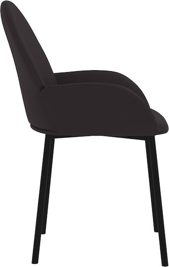 Dining Room Artificial Leather Armchair Black Velvet-Black Metal 58x57x78.5cm 2pcs