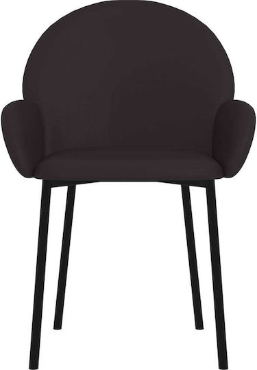 Dining Room Artificial Leather Armchair Black Velvet-Black Metal 58x57x78.5cm 2pcs