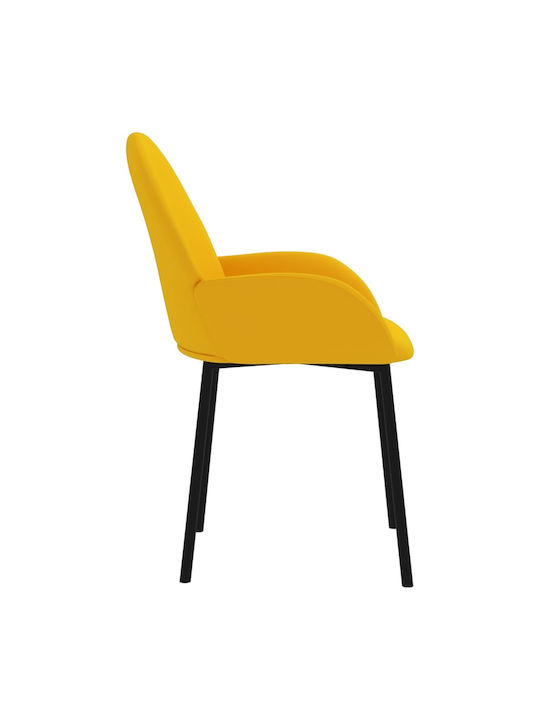 Dining Room Velvet Armchair Yellow 58x57x78.5cm 2pcs