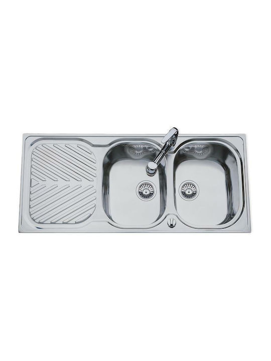 Macart Suter EC D-200 Ένθετος Νεροχύτης Inox Σαγρέ Μ115xΠ50cm Ασημί
