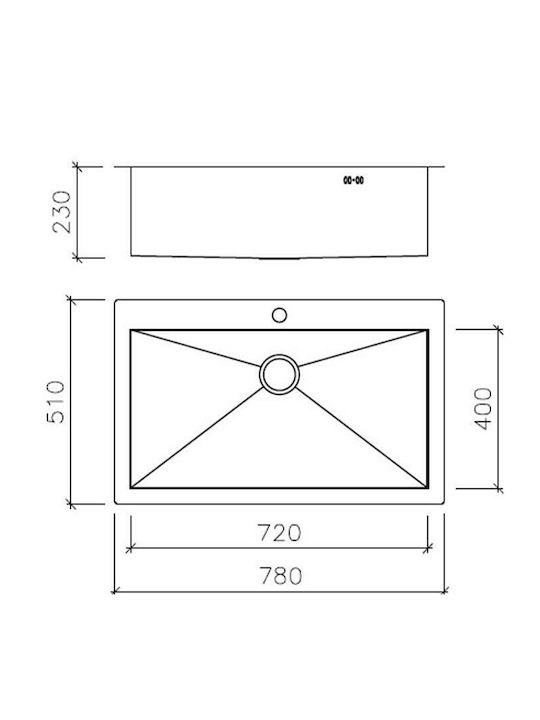Macart Square N-100 Ένθετος Νεροχύτης Inox Σατινέ Μ78xΠ51cm Ασημί