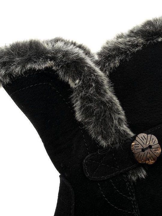 Kiona Suede Women's Ankle Boots With Fur Black