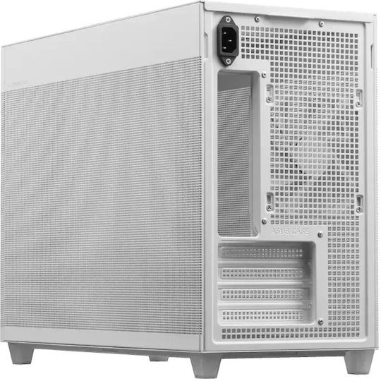 Asus Prime AP201 Gaming Micro Tower Κουτί Υπολογιστή με Πλαϊνό Παράθυρο Mesh White Edition