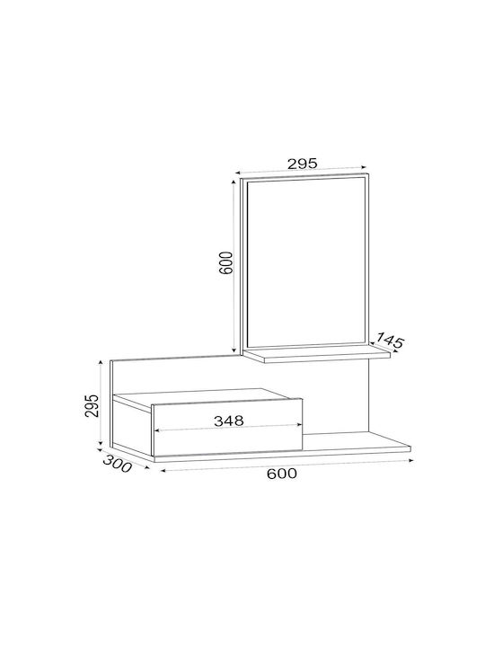 Rodos Entry Furniture with Mirror 60x30x100cm